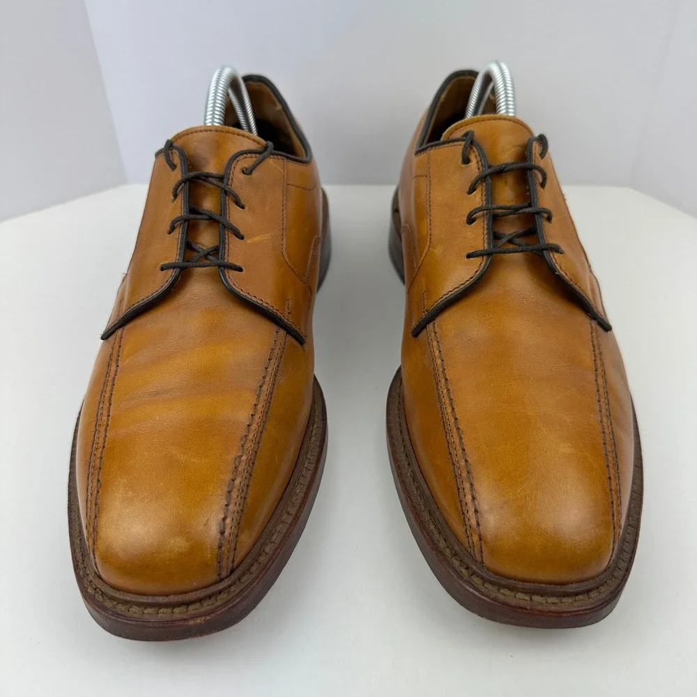 Allen Edmonds Hillcrest Tan Leather Bicycle Toe Oxford Mens Dress Shoes 9.5 D